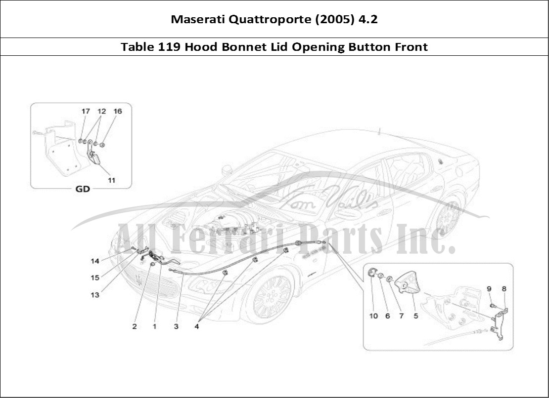 Ferrari Parts Maserati QTP. (2005) 4.2 Page 119 Front Lid Opening Button