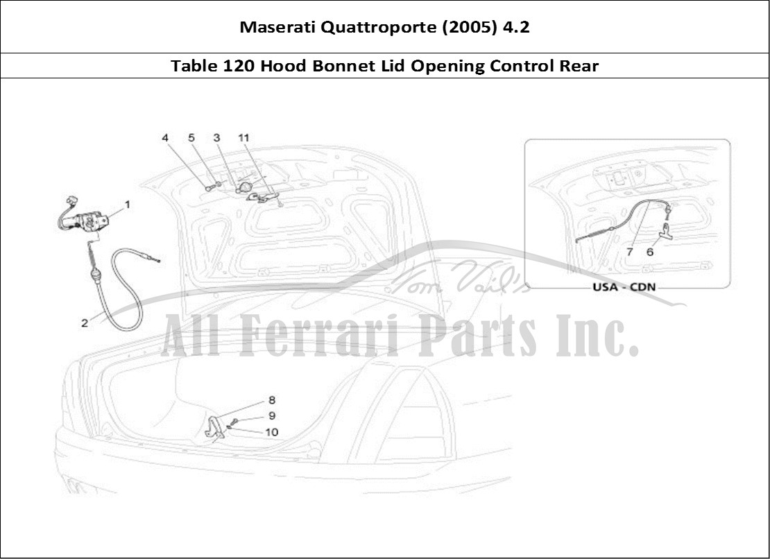Ferrari Parts Maserati QTP. (2005) 4.2 Page 120 Rear Lid Opening Control