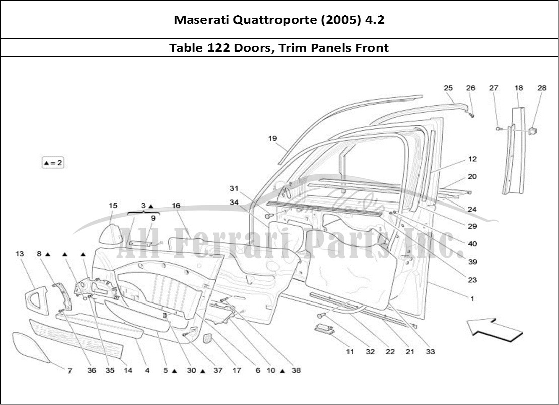 Ferrari Parts Maserati QTP. (2005) 4.2 Page 122 Front Doors: Trim Panels