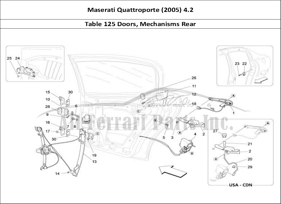 Ferrari Parts Maserati QTP. (2005) 4.2 Page 125 Rear Doors: Mechanisms
