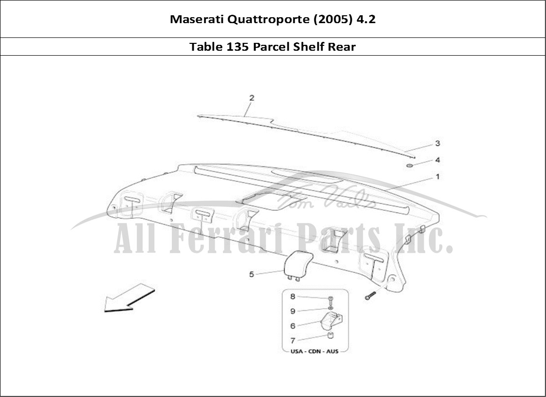 Ferrari Parts Maserati QTP. (2005) 4.2 Page 135 Rear Parcel Shelf