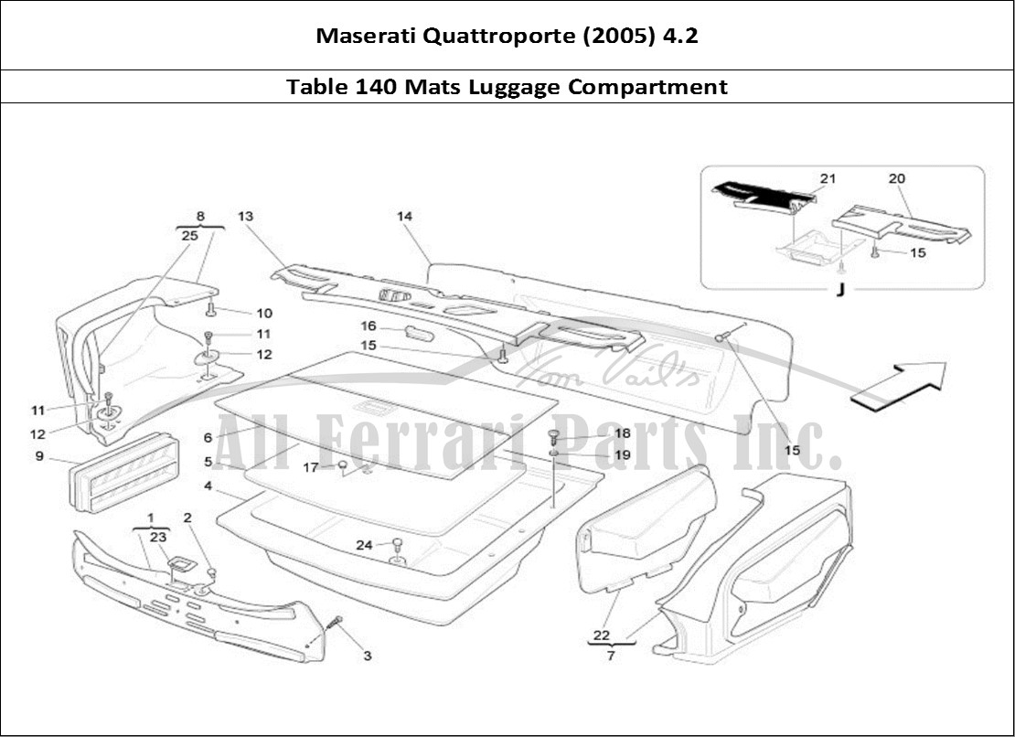 Ferrari Parts Maserati QTP. (2005) 4.2 Page 140 Luggage Compartment Mats