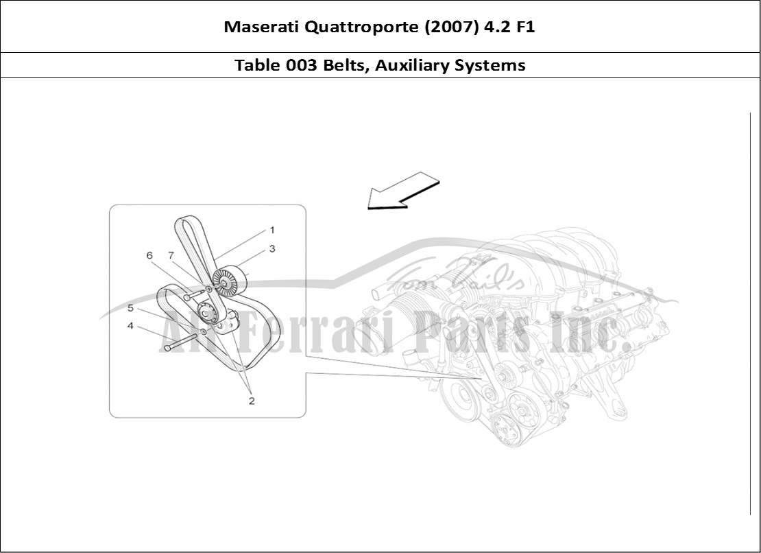 Ferrari Parts Maserati QTP. (2007) 4.2 F1 Page 003 Auxiliary Device Belts
