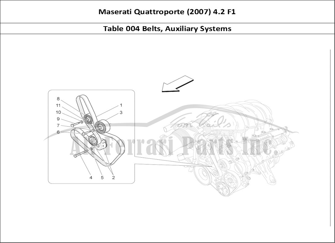 Ferrari Parts Maserati QTP. (2007) 4.2 F1 Page 004 Auxiliary Device Belts