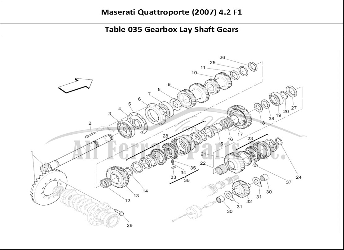 Ferrari Parts Maserati QTP. (2007) 4.2 F1 Page 035 Lay Shaft Gears