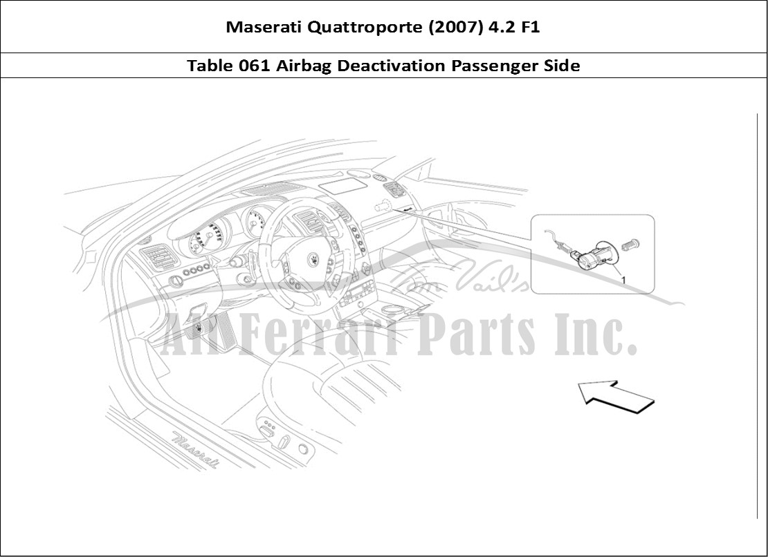 Ferrari Parts Maserati QTP. (2007) 4.2 F1 Page 061 Passenger's Airbag-deact