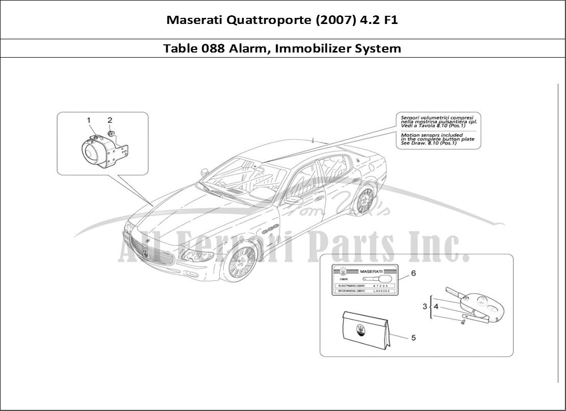 Ferrari Parts Maserati QTP. (2007) 4.2 F1 Page 088 Alarm And Immobilizer Sy