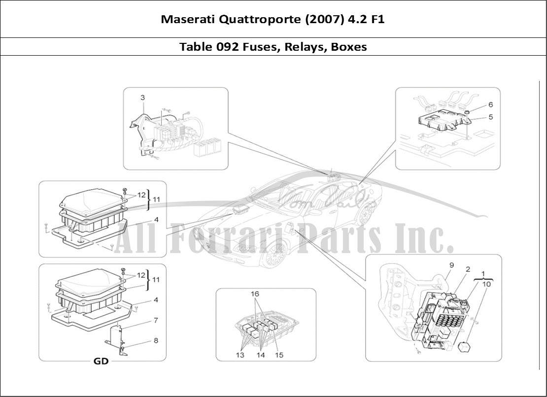 Ferrari Parts Maserati QTP. (2007) 4.2 F1 Page 092 Relays, Fuses And Boxes
