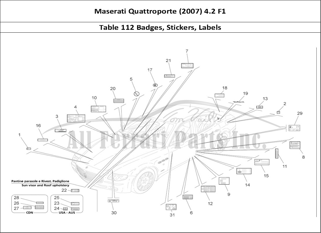 Ferrari Parts Maserati QTP. (2007) 4.2 F1 Page 112 Stickers And Labels