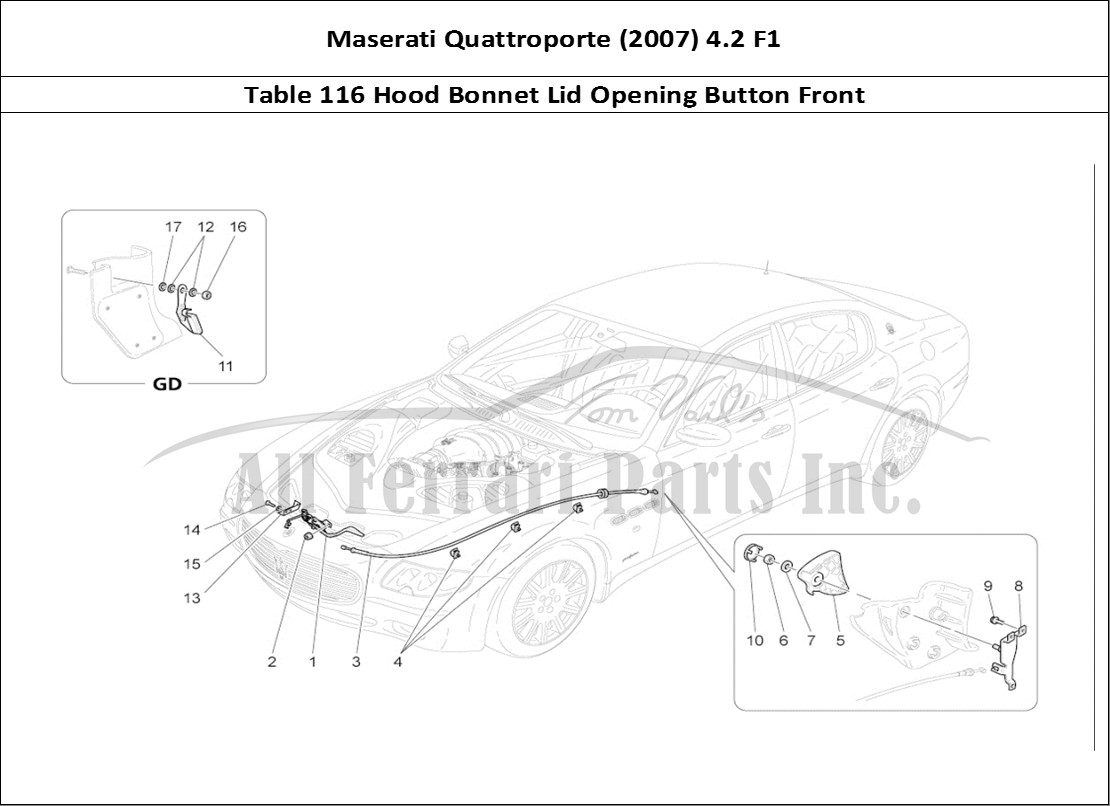 Ferrari Parts Maserati QTP. (2007) 4.2 F1 Page 116 Front Lid Opening Button