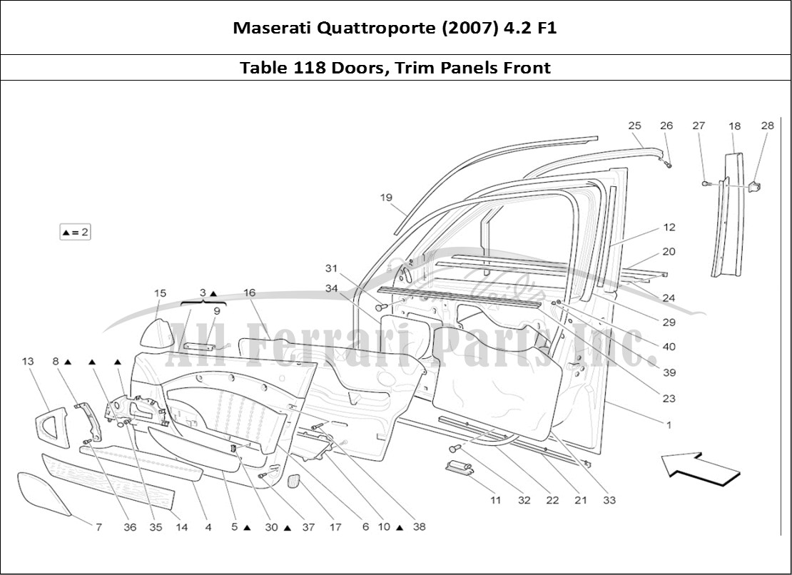 Ferrari Parts Maserati QTP. (2007) 4.2 F1 Page 118 Front Doors: Trim Panels