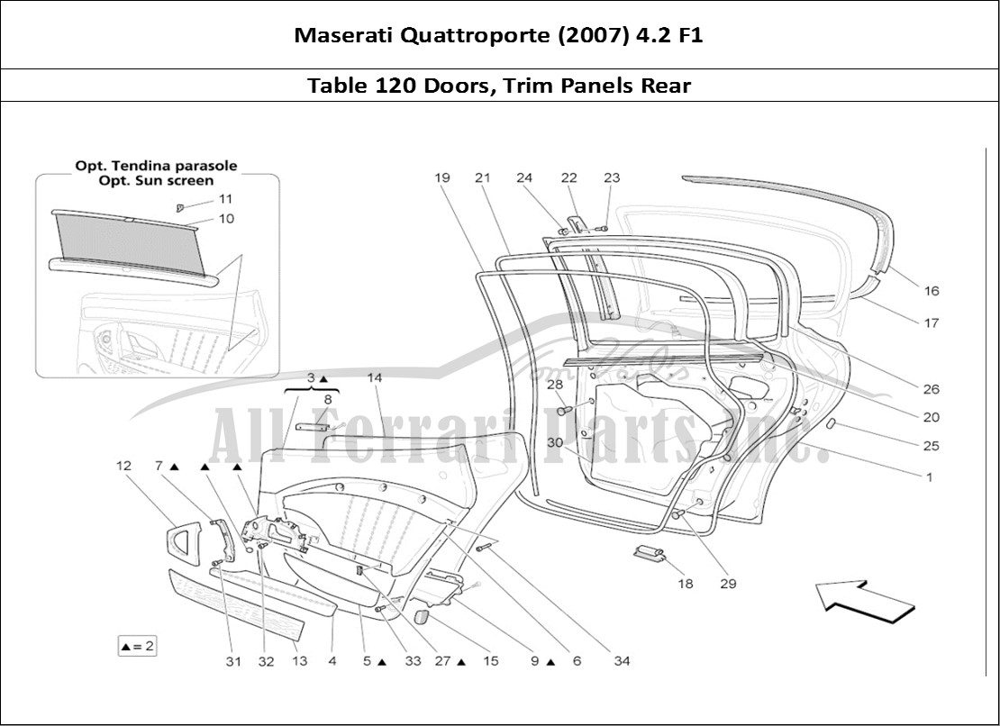 Ferrari Parts Maserati QTP. (2007) 4.2 F1 Page 120 Rear Doors: Trim Panels