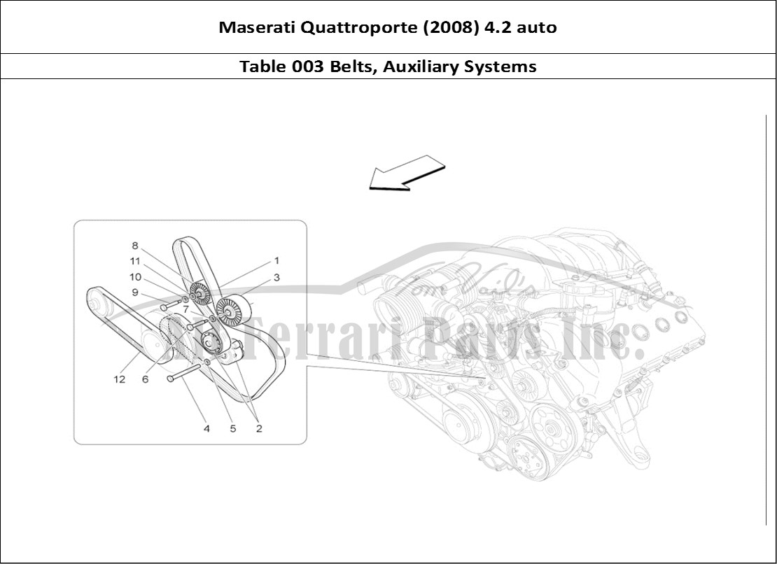 Ferrari Parts Maserati QTP. (2008) 4.2 auto Page 003 Auxiliary Device Belts