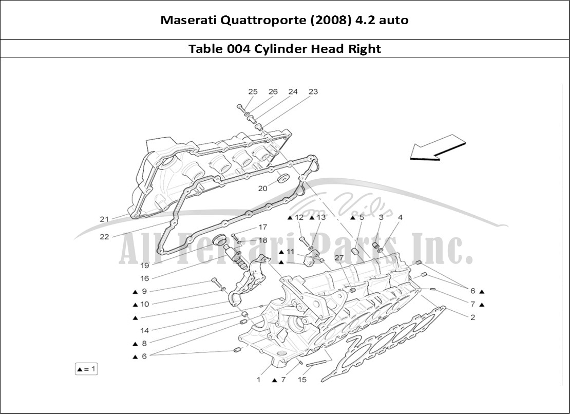 Ferrari Parts Maserati QTP. (2008) 4.2 auto Page 004 Rh Cylinder Head