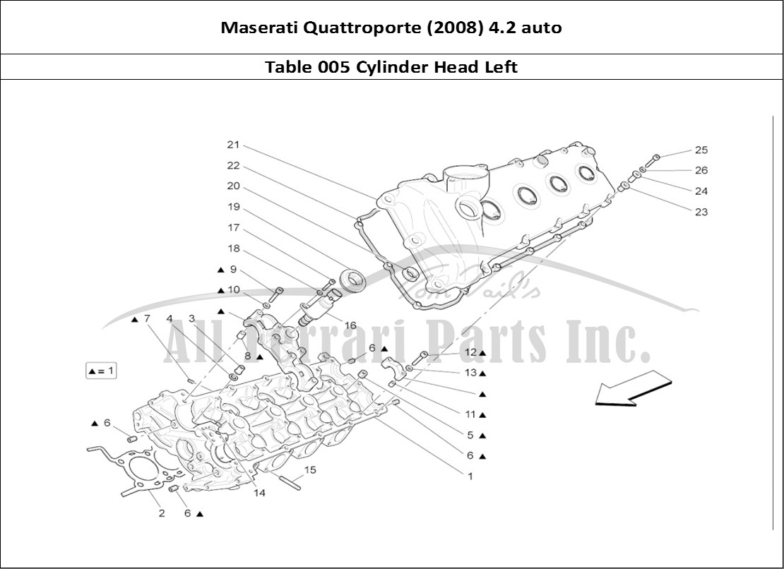 Ferrari Parts Maserati QTP. (2008) 4.2 auto Page 005 Lh Cylinder Head