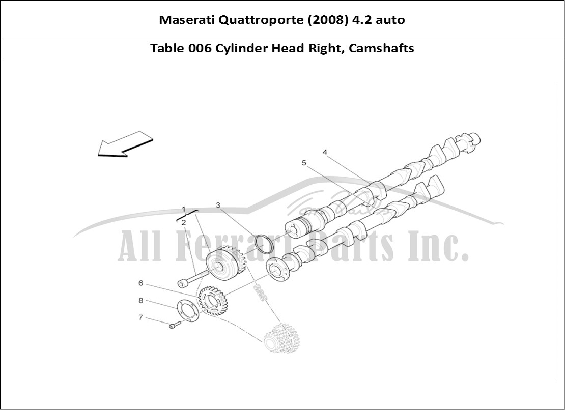 Ferrari Parts Maserati QTP. (2008) 4.2 auto Page 006 Rh Cylinder Head Camshaf