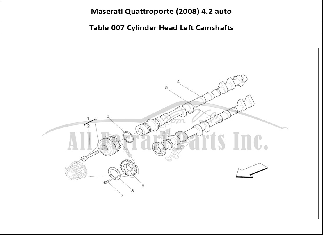 Ferrari Parts Maserati QTP. (2008) 4.2 auto Page 007 Lh Cylinder Head Camshaf