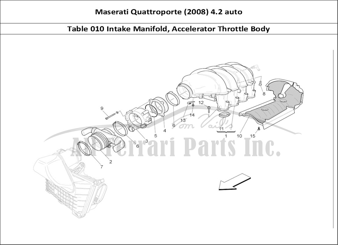 Ferrari Parts Maserati QTP. (2008) 4.2 auto Page 010 Intake Manifold And Thro