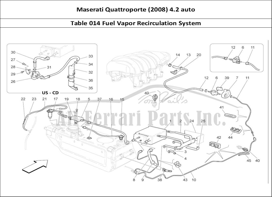 Ferrari Parts Maserati QTP. (2008) 4.2 auto Page 014 Fuel Vapour Recirculatio