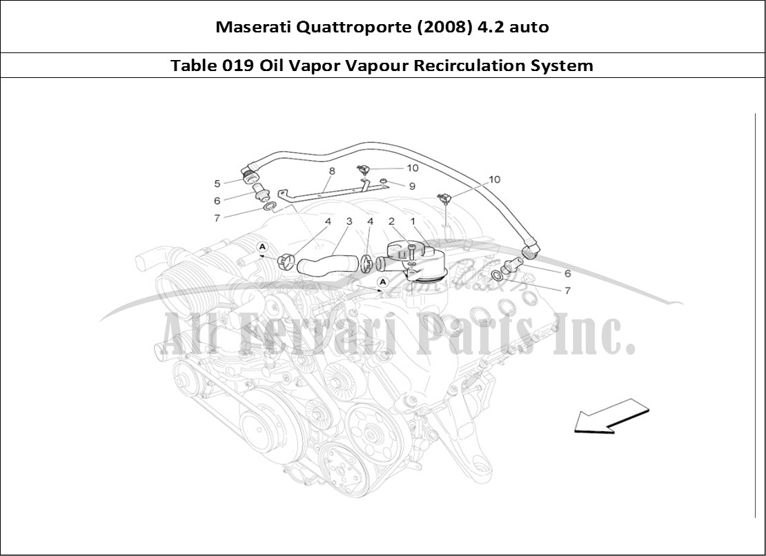 Ferrari Parts Maserati QTP. (2008) 4.2 auto Page 019 Oil Vapour Recirculation