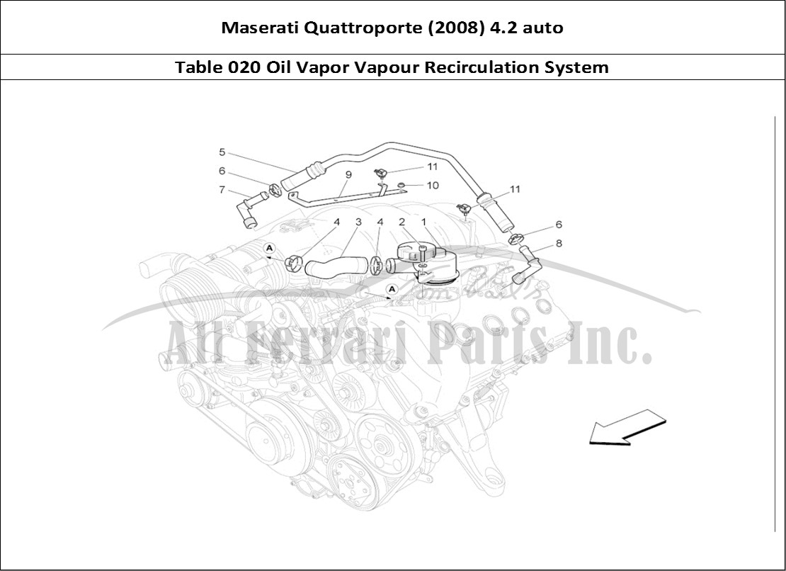 Ferrari Parts Maserati QTP. (2008) 4.2 auto Page 020 Oil Vapour Recirculation