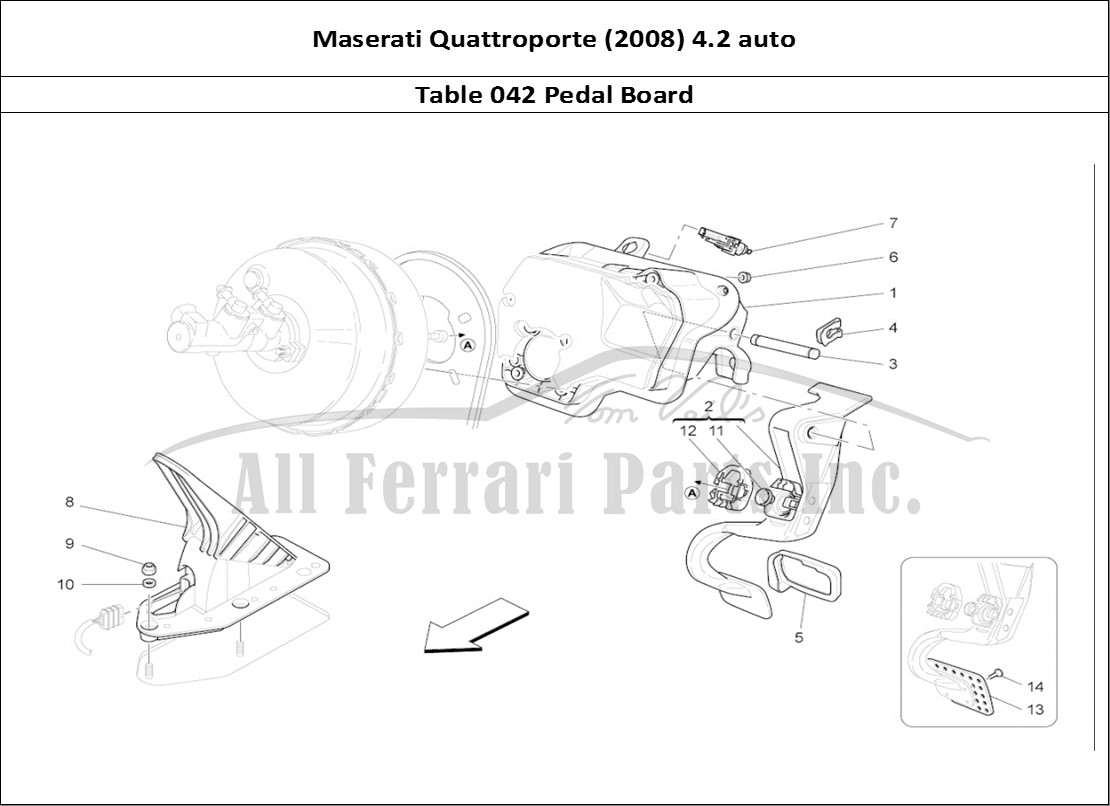 Ferrari Parts Maserati QTP. (2008) 4.2 auto Page 042 Complete Pedal Board Uni