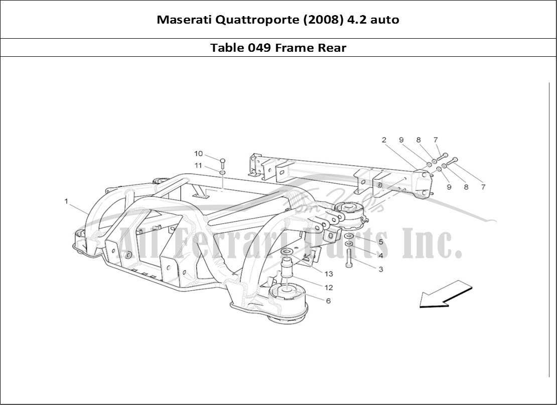 Ferrari Parts Maserati QTP. (2008) 4.2 auto Page 049 Rear Chassis