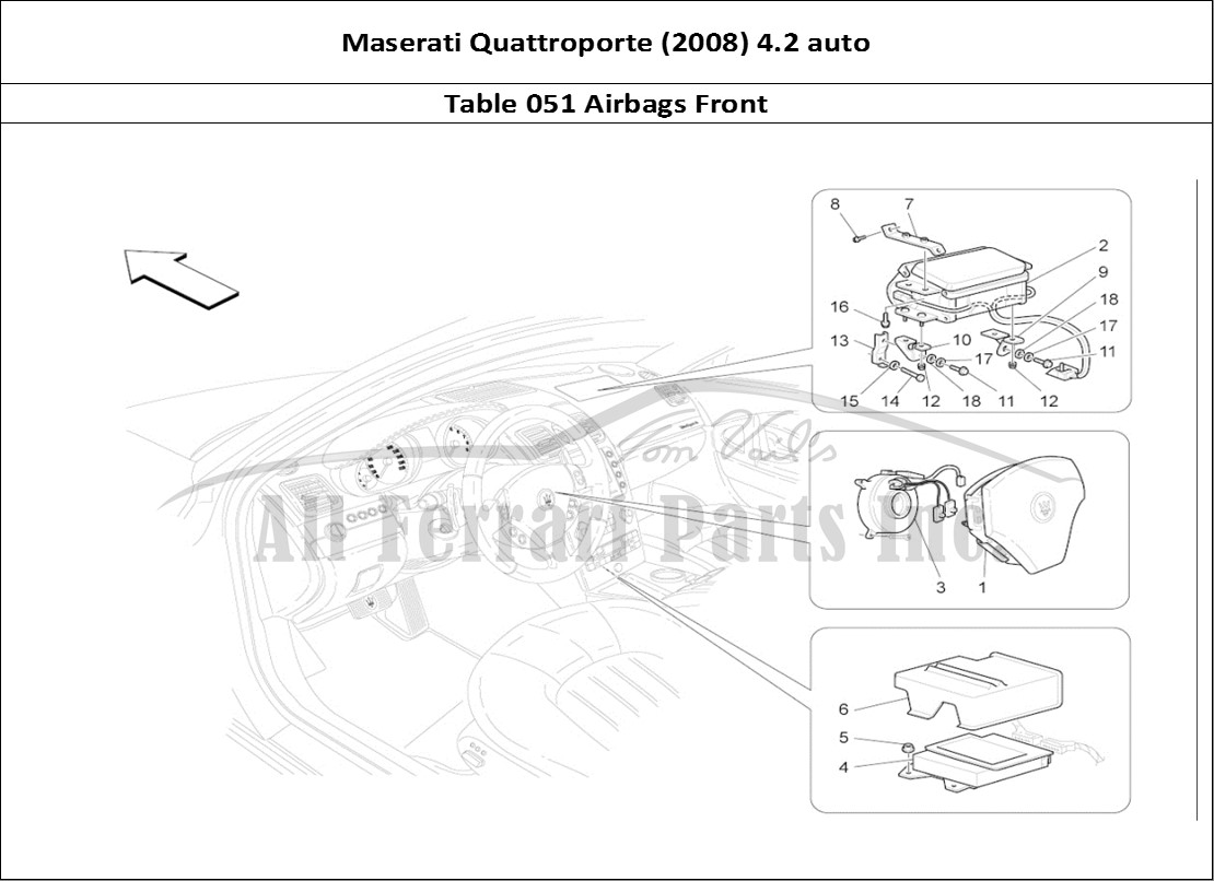 Ferrari Parts Maserati QTP. (2008) 4.2 auto Page 051 Front Airbag System