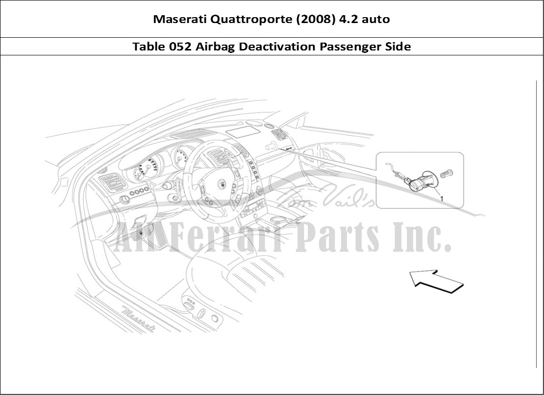 Ferrari Parts Maserati QTP. (2008) 4.2 auto Page 052 Passenger's Airbag-deact