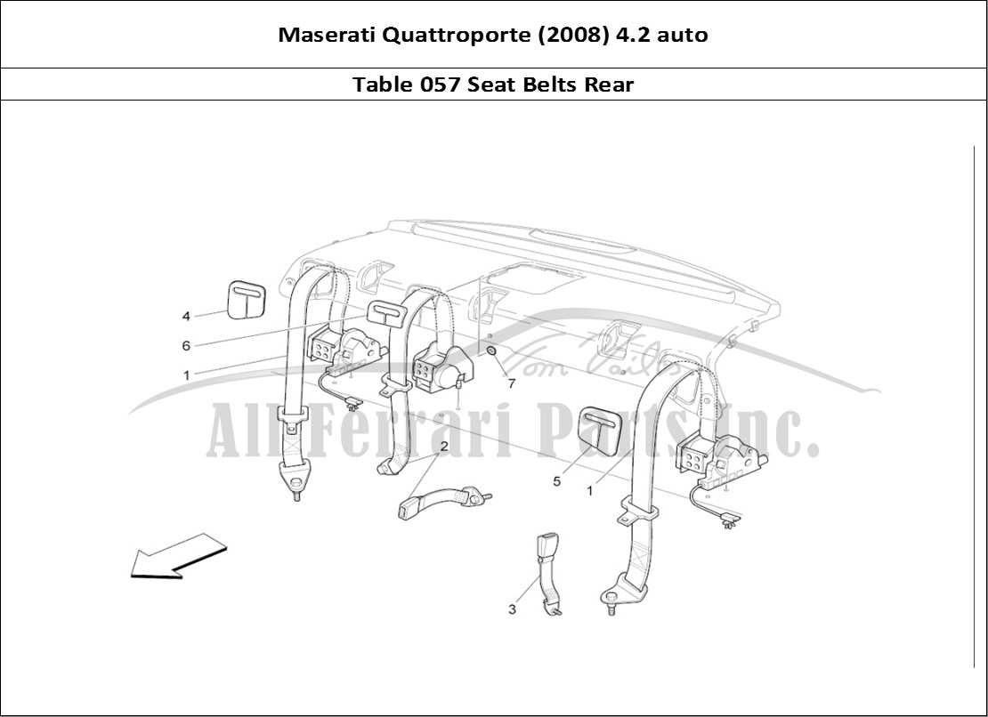 Ferrari Parts Maserati QTP. (2008) 4.2 auto Page 057 Rear Seat Belts