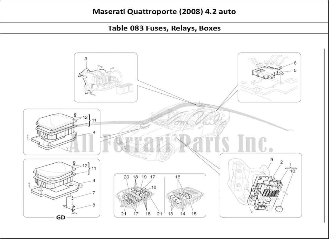 Ferrari Parts Maserati QTP. (2008) 4.2 auto Page 083 Relays, Fuses And Boxes