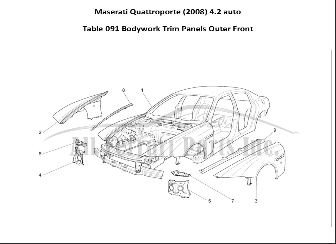 Ferrari Parts Maserati QTP. (2008) 4.2 auto Page 091 Bodywork And Front Outer