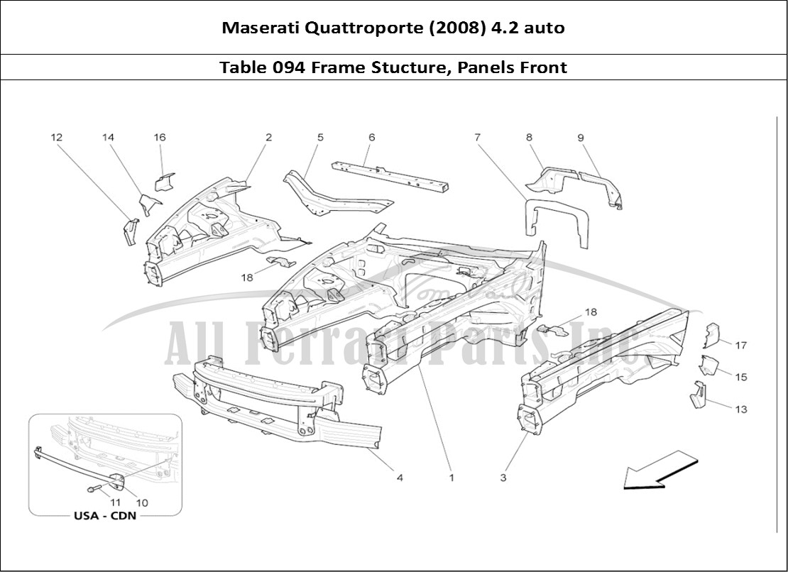 Ferrari Parts Maserati QTP. (2008) 4.2 auto Page 094 Front Structural Frames