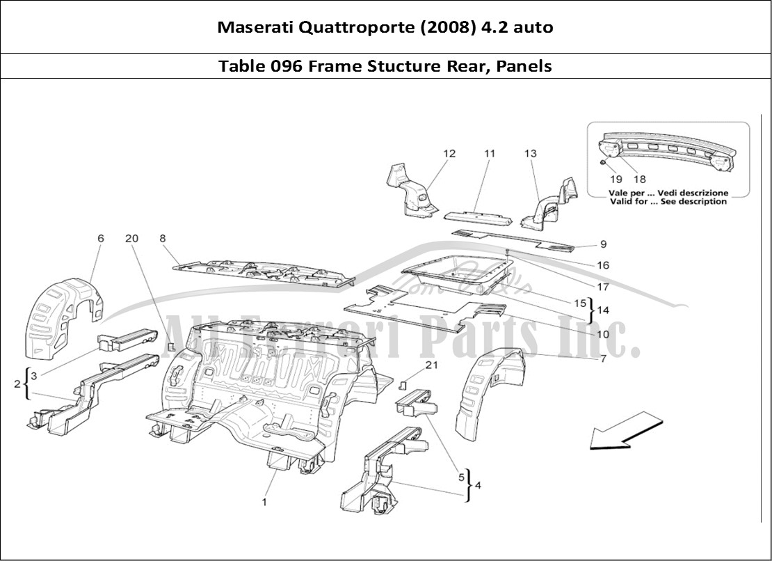Ferrari Parts Maserati QTP. (2008) 4.2 auto Page 096 Rear Structural Frames A