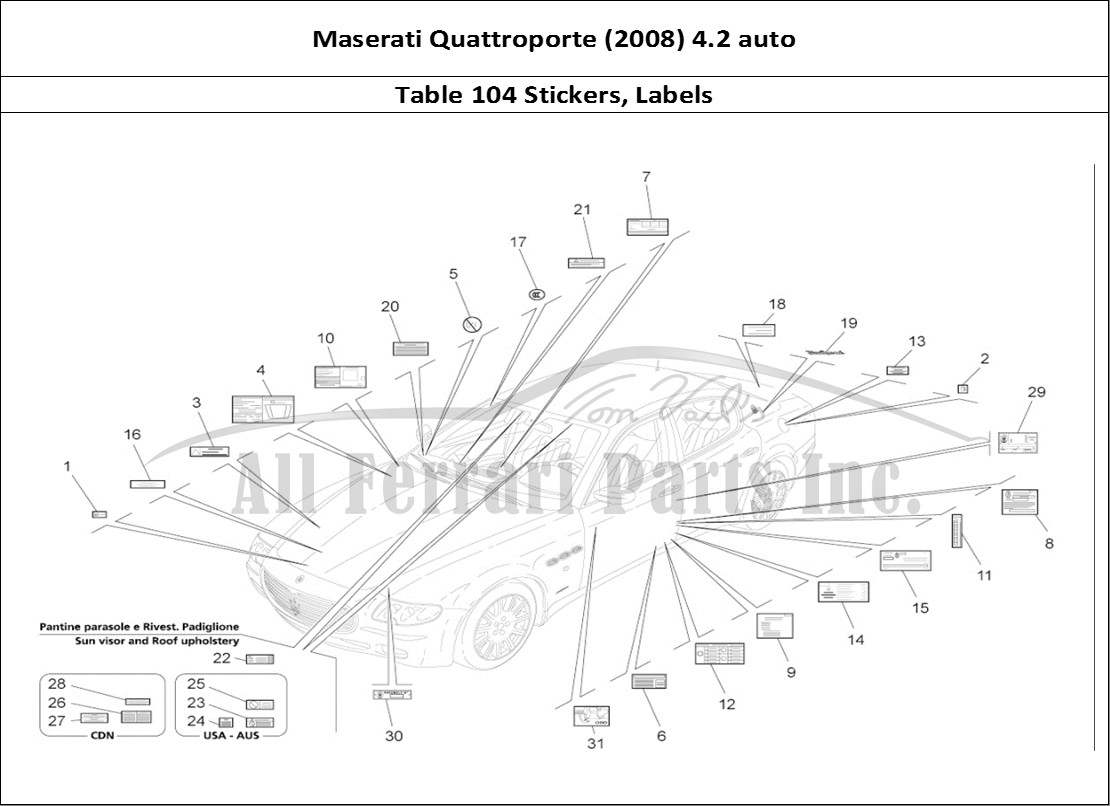 Ferrari Parts Maserati QTP. (2008) 4.2 auto Page 104 Stickers And Labels