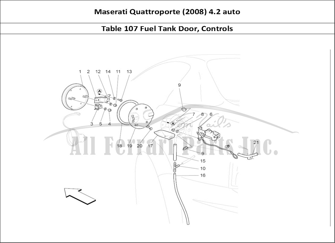Ferrari Parts Maserati QTP. (2008) 4.2 auto Page 107 Fuel Tank Door And Contr