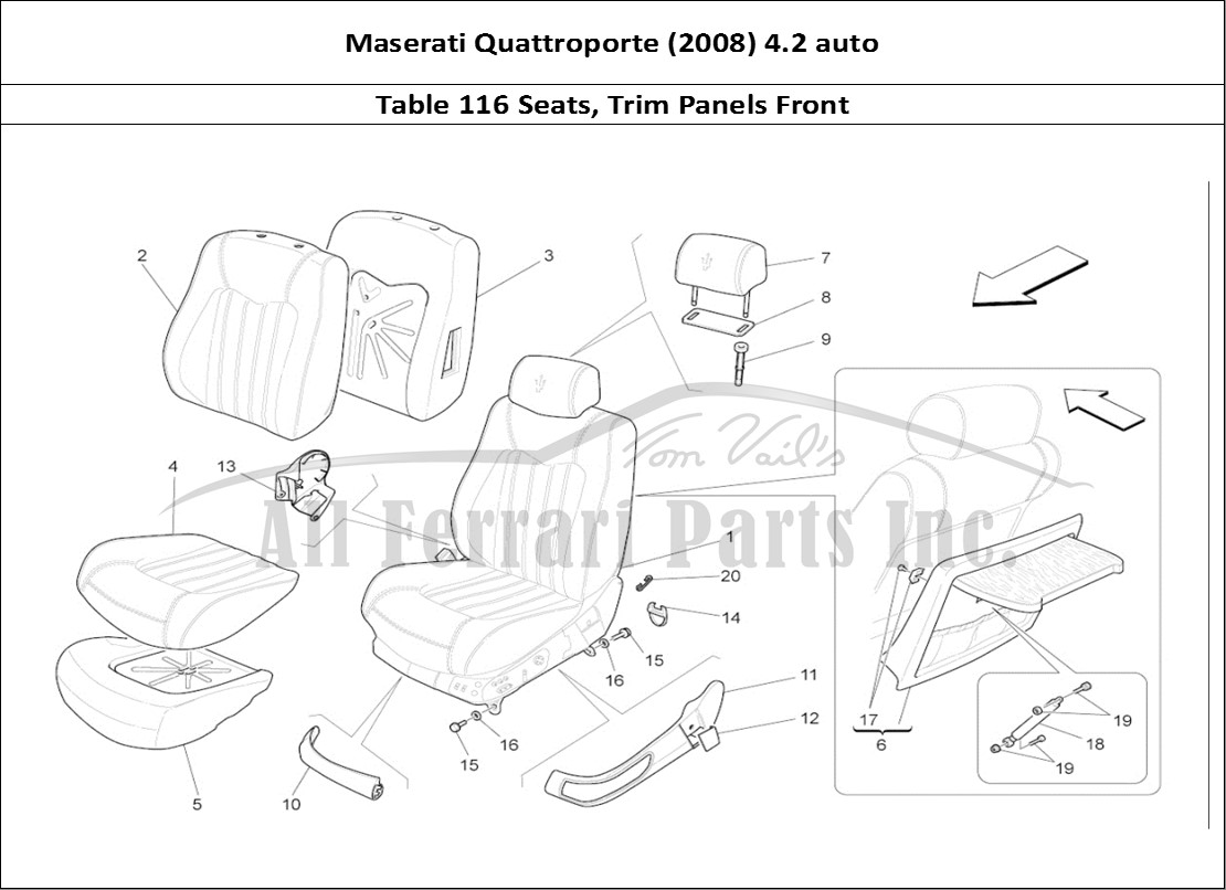 Ferrari Parts Maserati QTP. (2008) 4.2 auto Page 116 Front Seats: Trim Panels