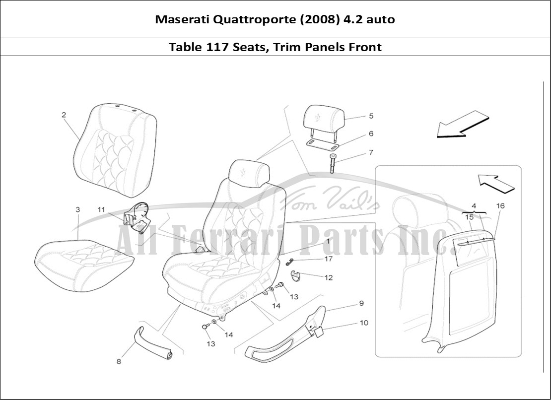Ferrari Parts Maserati QTP. (2008) 4.2 auto Page 117 Front Seats: Trim Panels