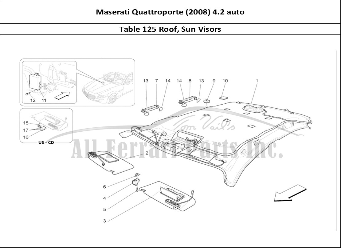 Ferrari Parts Maserati QTP. (2008) 4.2 auto Page 125 Roof And Sun Visors