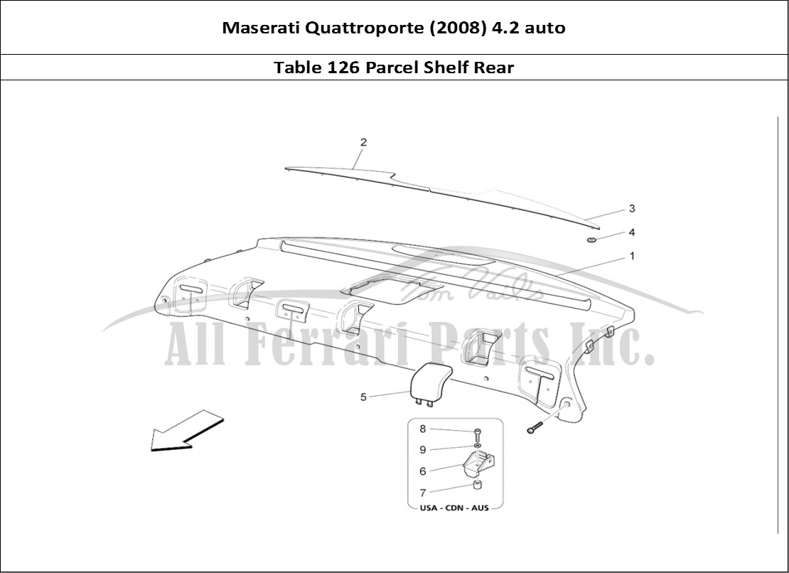 Ferrari Parts Maserati QTP. (2008) 4.2 auto Page 126 Rear Parcel Shelf