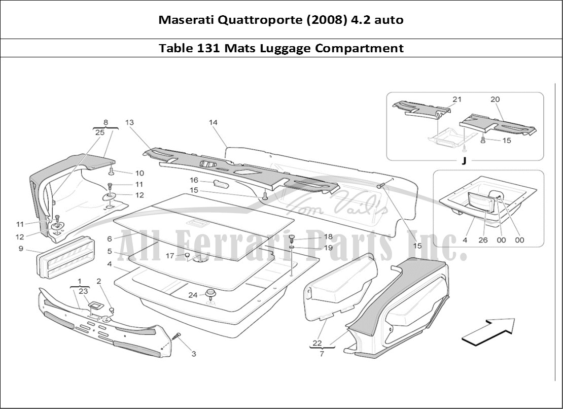 Ferrari Parts Maserati QTP. (2008) 4.2 auto Page 131 Luggage Compartment Mats