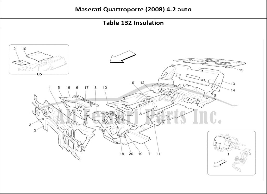 Ferrari Parts Maserati QTP. (2008) 4.2 auto Page 132 Sound-proofing Panels In