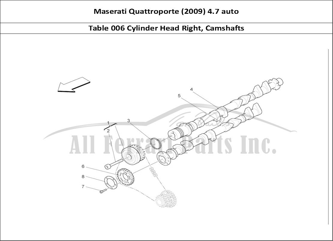 Ferrari Parts Maserati QTP. (2009) 4.7 auto Page 006 Rh Cylinder Head Camshaf