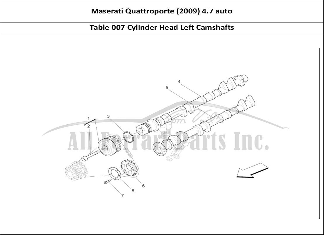 Ferrari Parts Maserati QTP. (2009) 4.7 auto Page 007 Lh Cylinder Head Camshaf