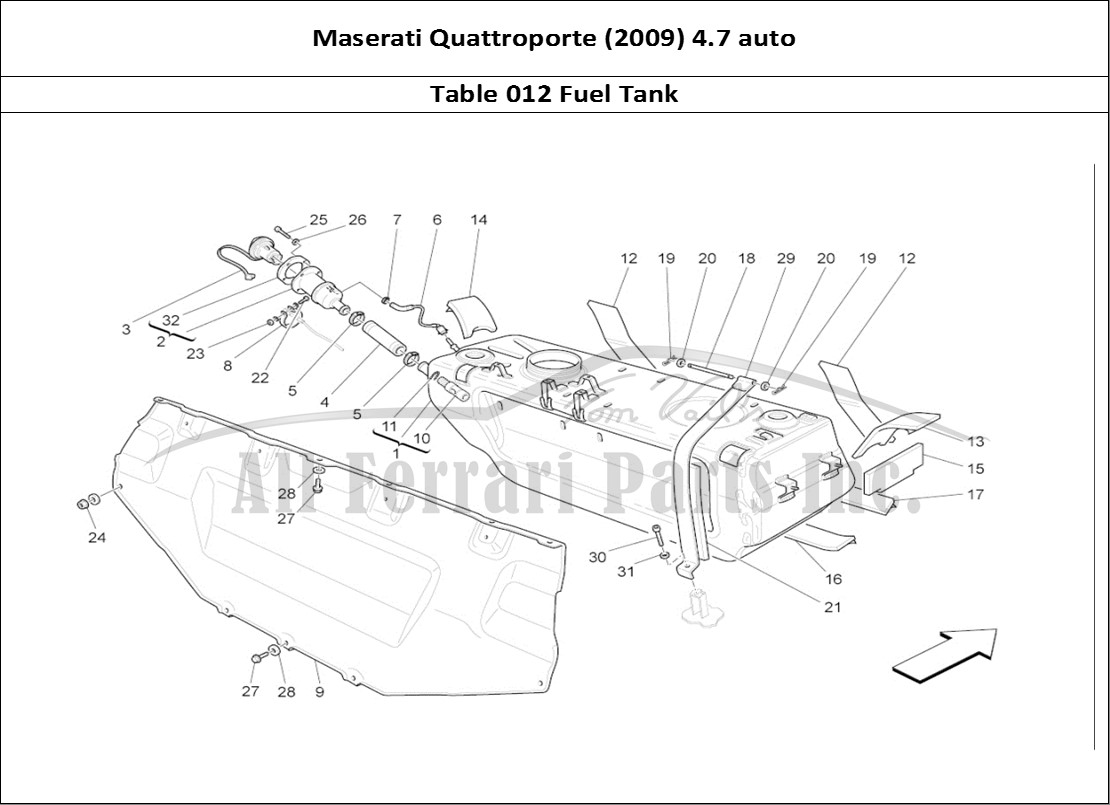 Ferrari Parts Maserati QTP. (2009) 4.7 auto Page 012 Fuel Tank