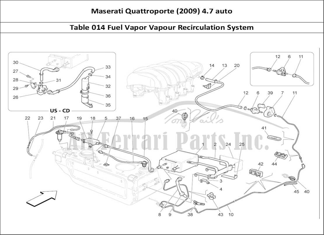 Ferrari Parts Maserati QTP. (2009) 4.7 auto Page 014 Fuel Vapour Recirculatio