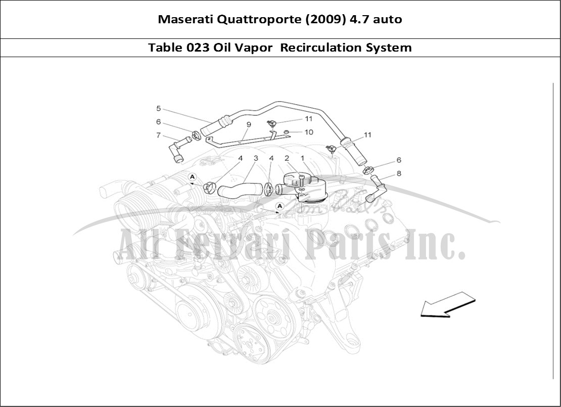 Ferrari Parts Maserati QTP. (2009) 4.7 auto Page 023 Oil Vapour Recirculation