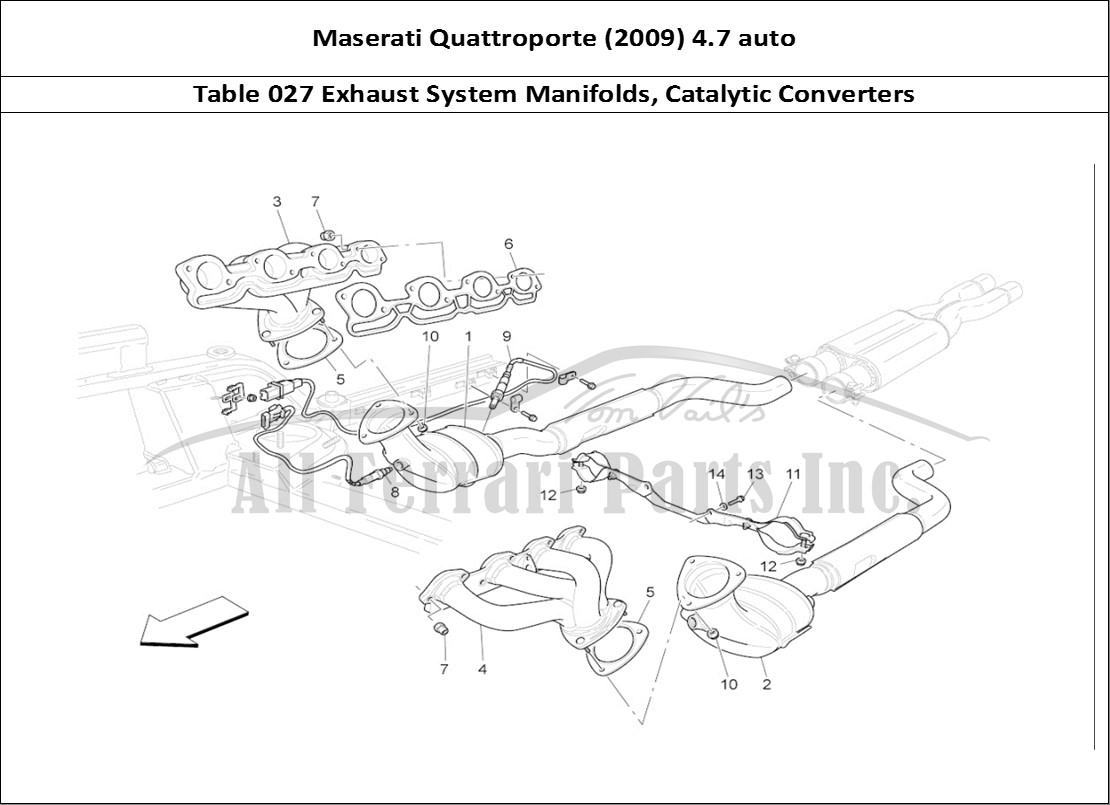 Ferrari Parts Maserati QTP. (2009) 4.7 auto Page 027 Pre-catalytic Converters
