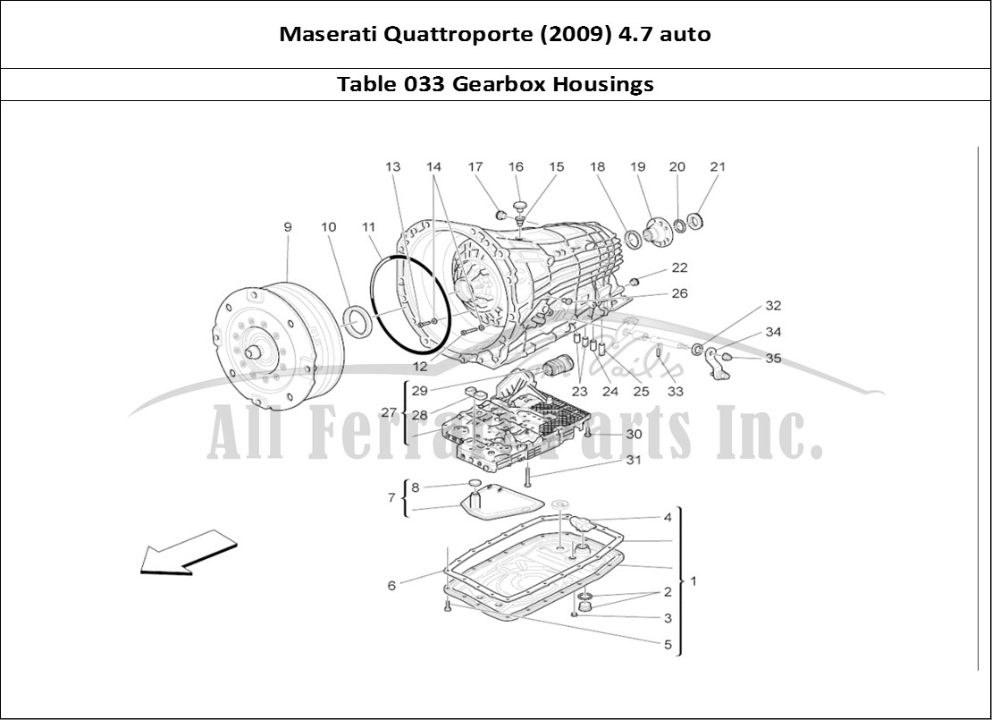 Ferrari Parts Maserati QTP. (2009) 4.7 auto Page 033 Gearbox Housings