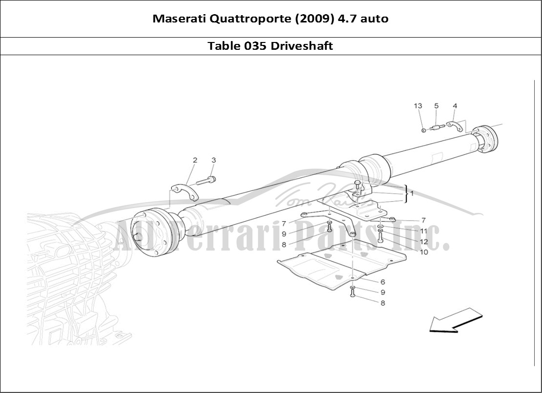 Ferrari Parts Maserati QTP. (2009) 4.7 auto Page 035 Transmission Pipe